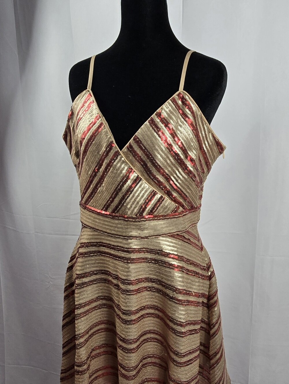 Brand New Sequence Dress Red and Gold